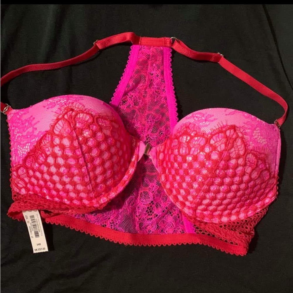 Victoria's Secret Pink and Red Lace Bra